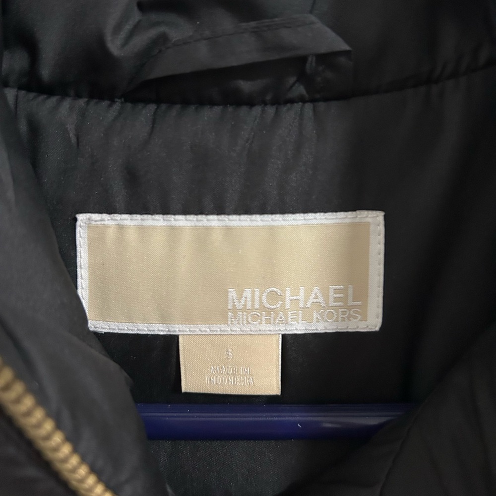 Michael Kors Black Puffer Vest with Gold Accents - Picture 2 of 3